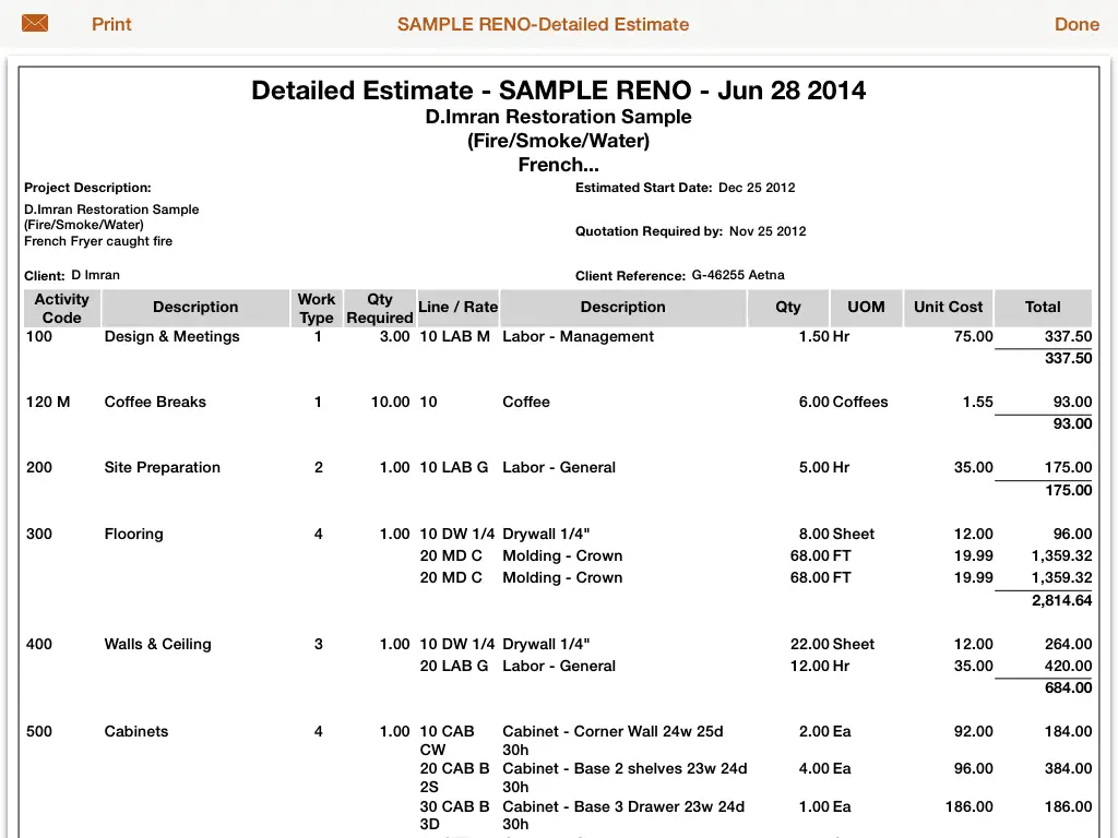 12-Detailed-Estimate-Report